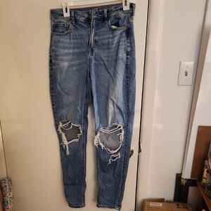 Womens American Eagle Distressed Blue Jeans Size 4
